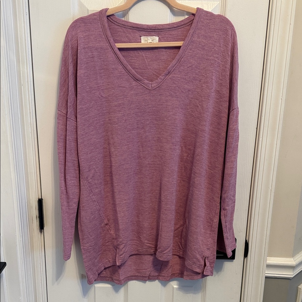 Lou & Grey Purple Ribtrim Signaturesoft V-Neck Tunic Top Sz XL